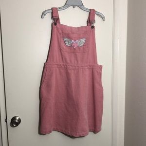 Hot topic blush pink overalls size XL